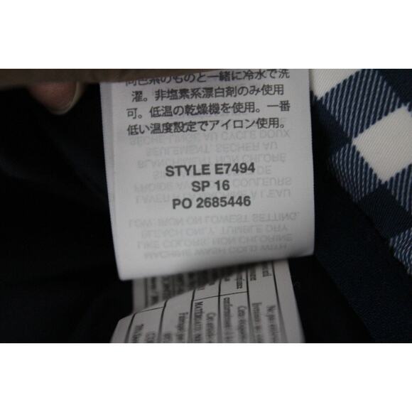 J. Crew Vest Down Puffer Womens Navy White Full Zip Plaid Gingham Feather Medium - Picture 6 of 10